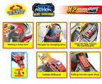 City Action Helmet Transformer – 2x Die-Cast Cars with Light & Sound | Face-Changing Rider Set | Bacha Toys