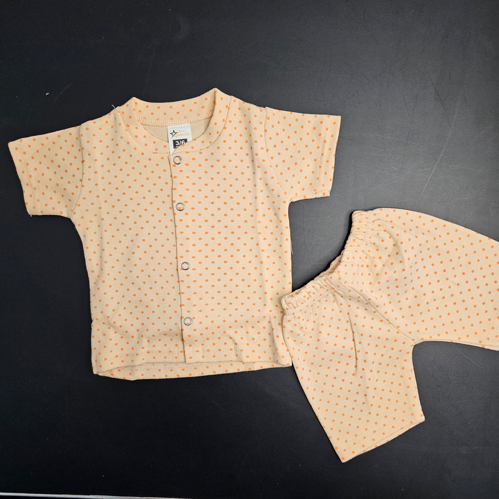 New Born Baby Dress – Dots Print, Orange Colour | Bacha Toys