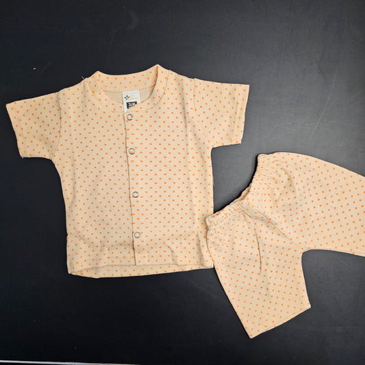 New Born Baby Dress – Dots Print, Orange Colour | Bacha Toys