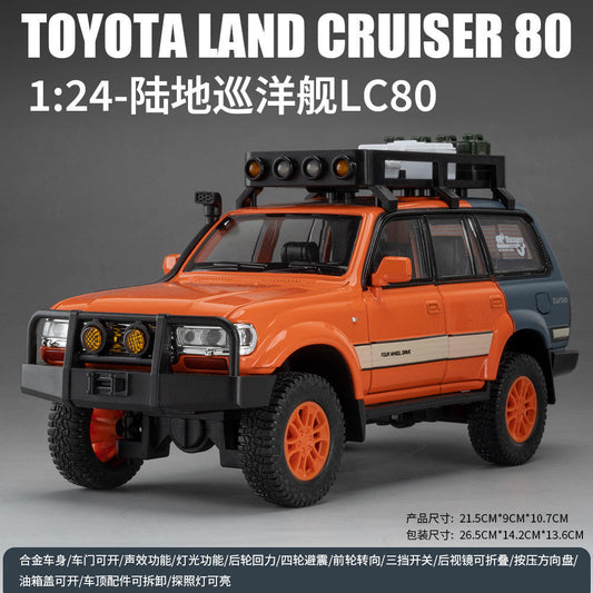 Toyota Land Cruiser 80 Die-Cast Model Car – 1:24 Scale with Sound, Light & Pull-Back Action
