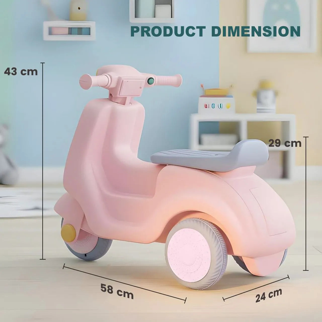 Kids Scooter Bike – Manual Ride-On with Lights & Music
