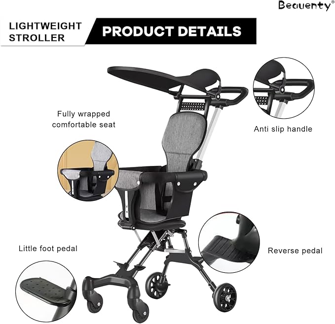 Two-Way Push Compact Baby Stroller – Lightweight & Anti-Rollover Design | Bacha Toys