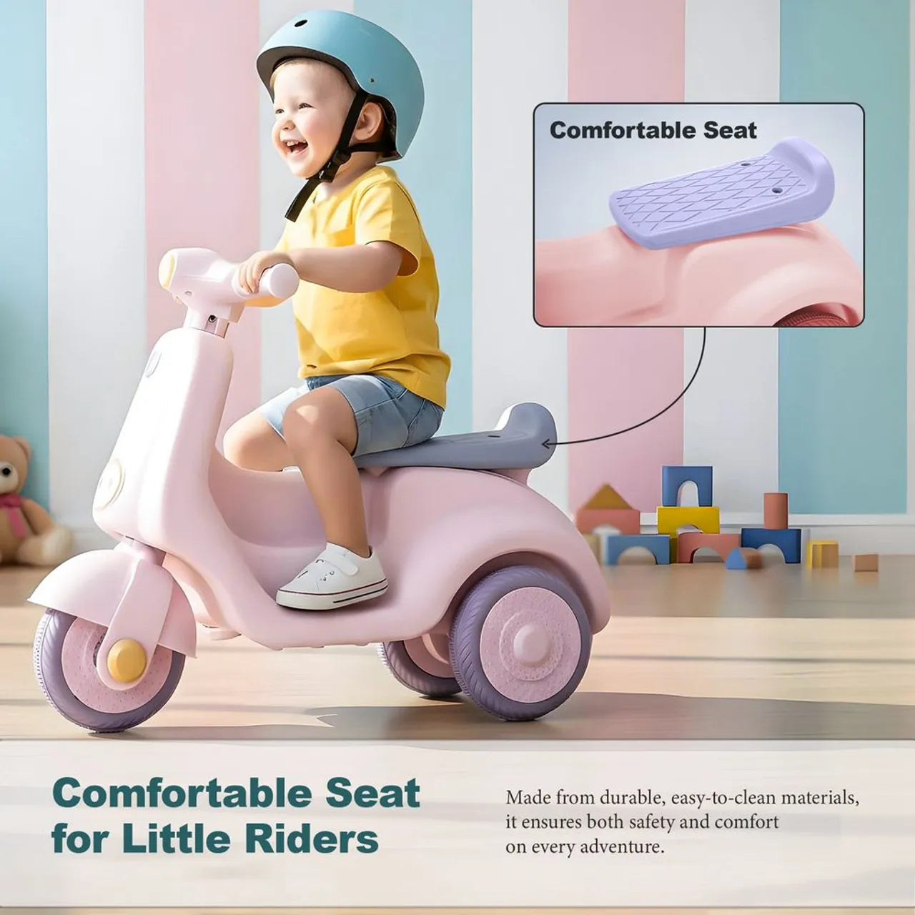Kids Scooter Bike – Manual Ride-On with Lights & Music