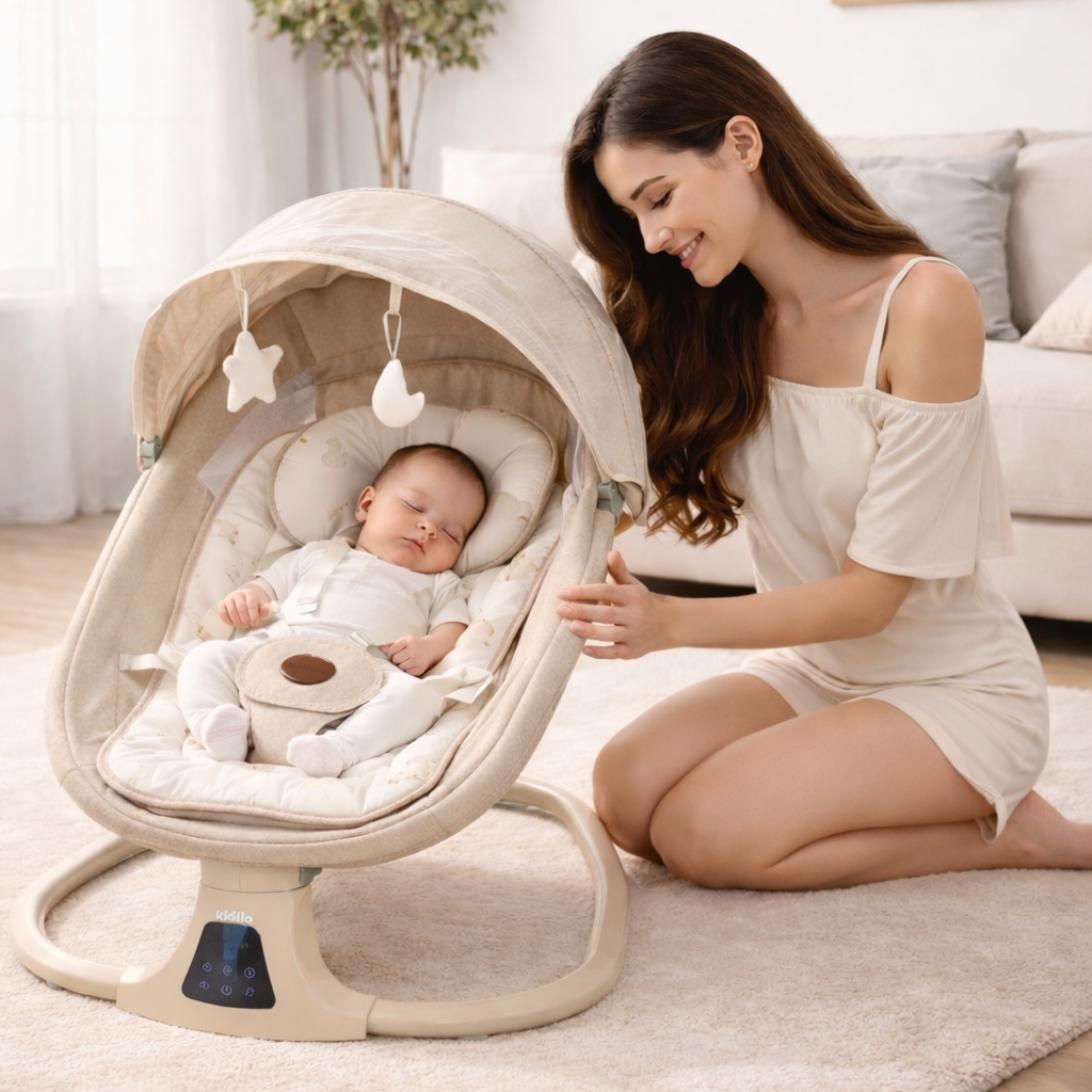 Kidilo 3-in-1 Deluxe Multi-Functional Electric Baby Swing & Bassinet | Bacha Toys