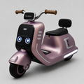 Kids Electric Vespa Ride-On Bike – 12V Rechargeable Battery with Music & LED Lights #QD-6158 (Purple)