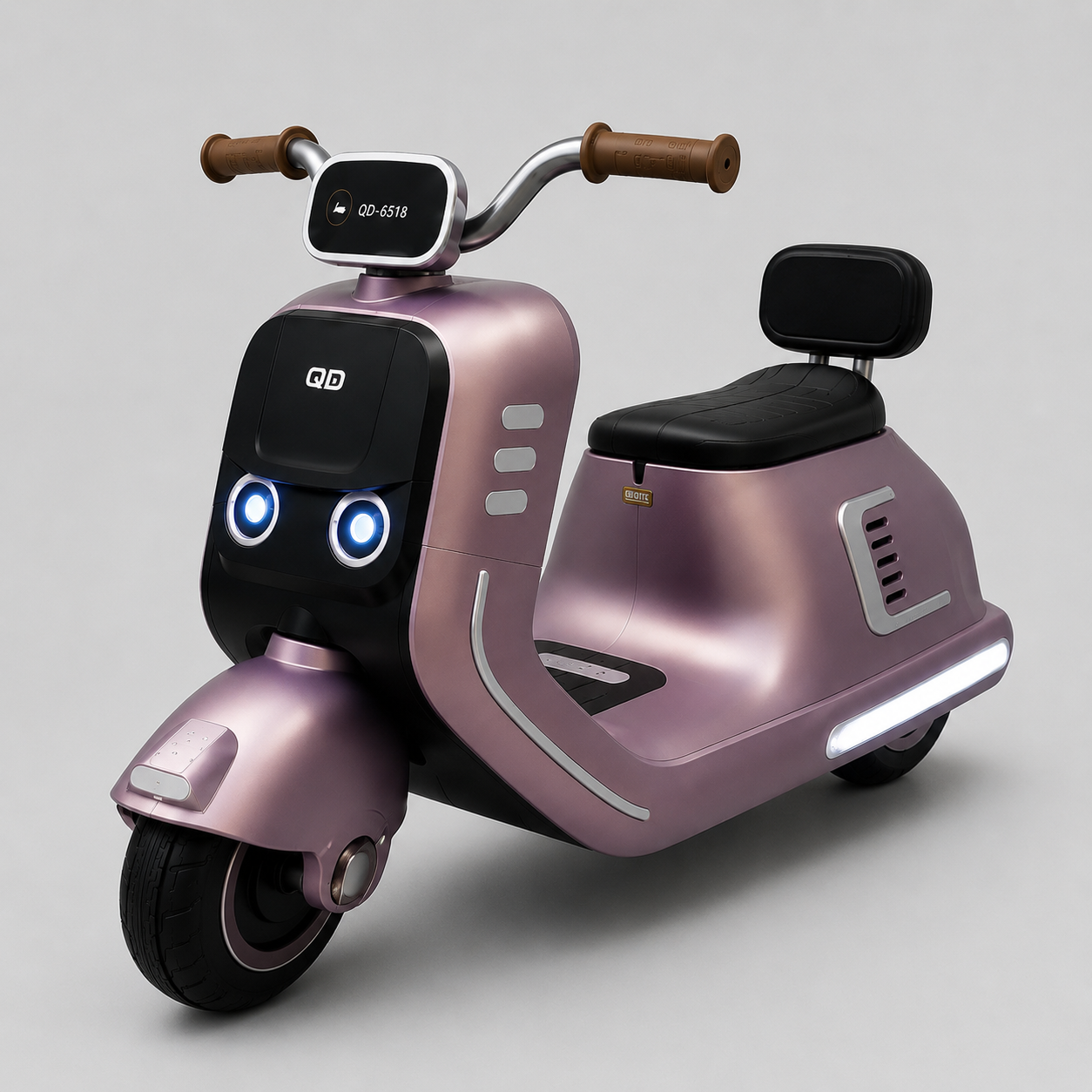 Kids Electric Vespa Ride-On Bike – 12V Rechargeable Battery with Music & LED Lights #QD-6158 (Purple)