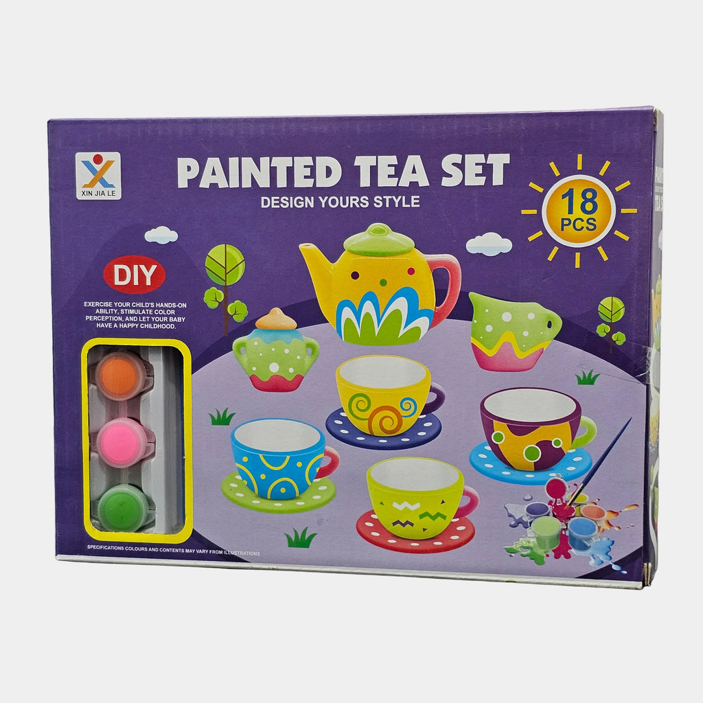 Painted Tea Set – Design Your Own Style | 18-Piece Creative Play Set | Bacha Toys