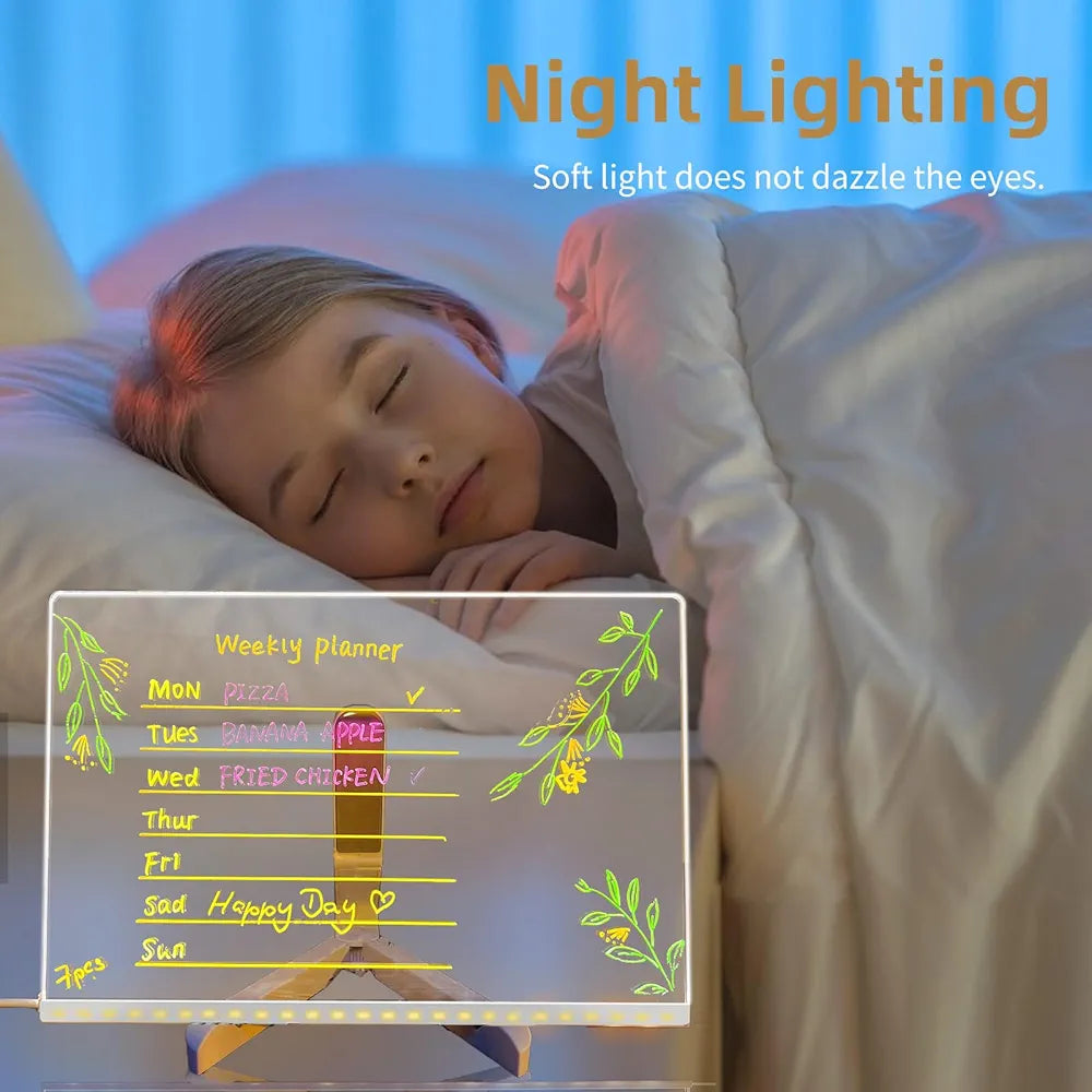 DIY Handwriting Doodle Acrylic LED Luminous Lamp – Personalized Table Sign Board (200×300mm)