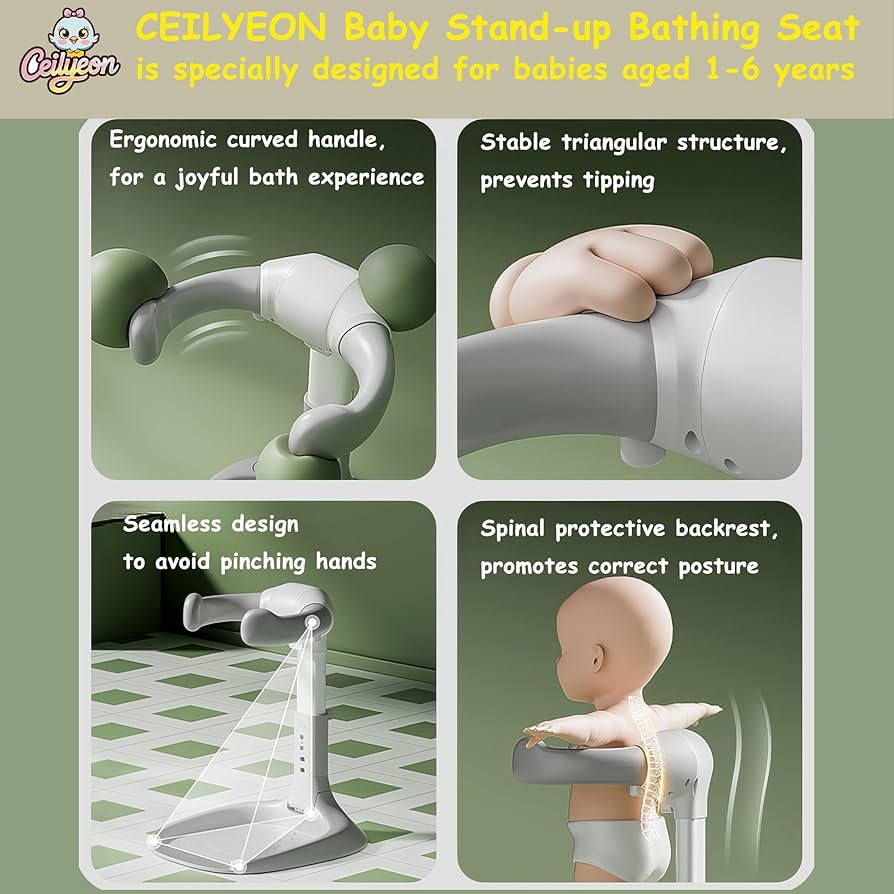 Baby Bath Stand with Adjustable 5 Levels – Foldable Infant Bath Shower Stand