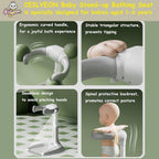 Baby Bath Stand with Adjustable 5 Levels – Foldable Infant Bath Shower Stand