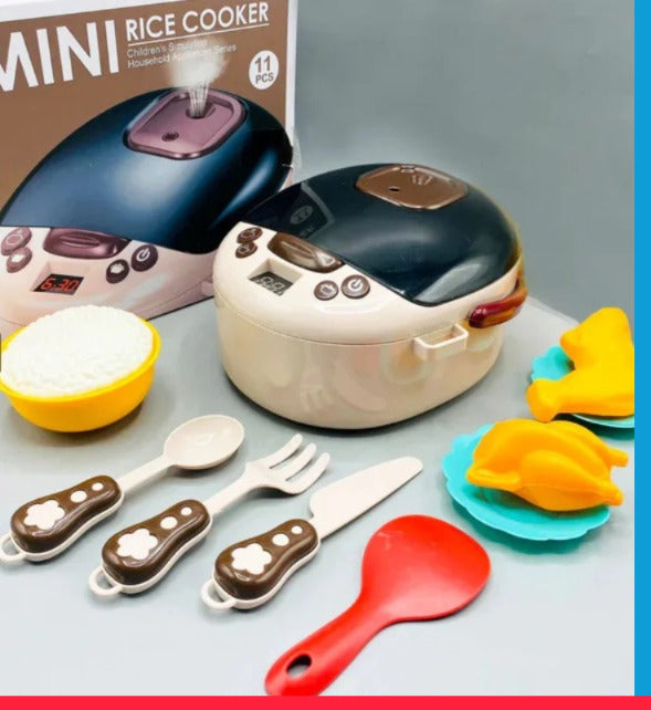 Mini Rice Cooker – Children's Simulation Household Appliance (11 Pcs Set) - Bacha Toys