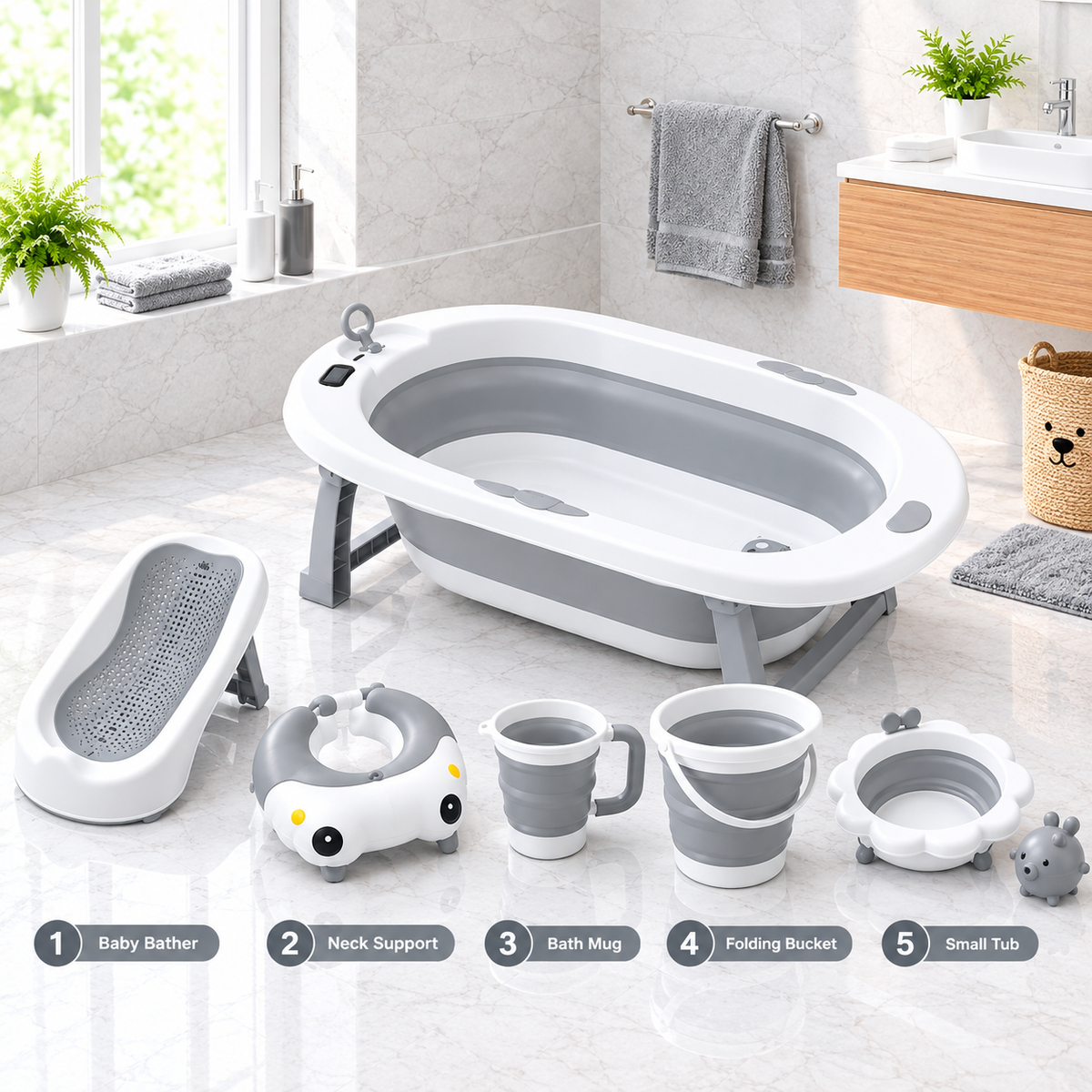 6-in-1 Foldable Baby Bath Tub #JYGW