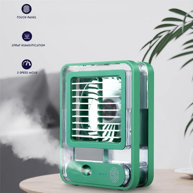 Mini Nano Spray Air Cooler Fan – 3 Speed LED Humidifier