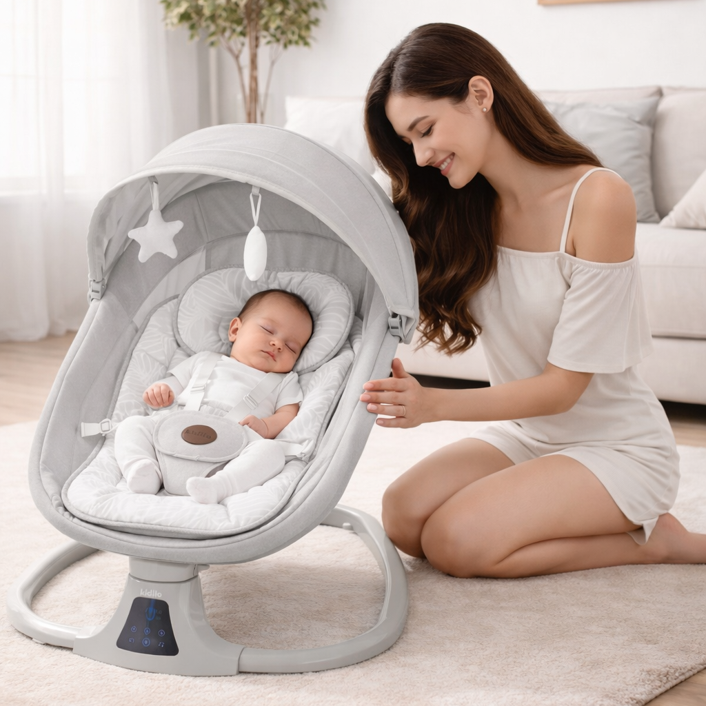 Kidilo 3-in-1 Deluxe Multi-Functional Electric Baby Swing & Bassinet | Bacha Toys