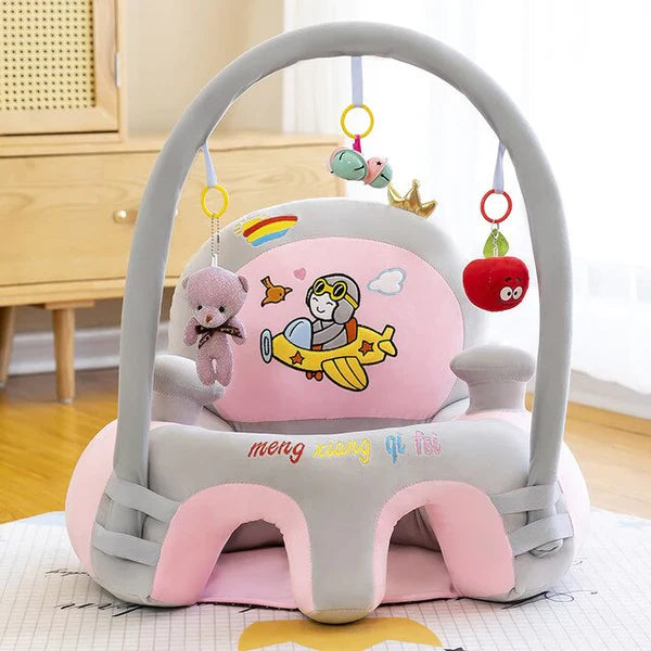 Baby Sofa Seat with Attractive Rattles – Soft Plush Support Seat