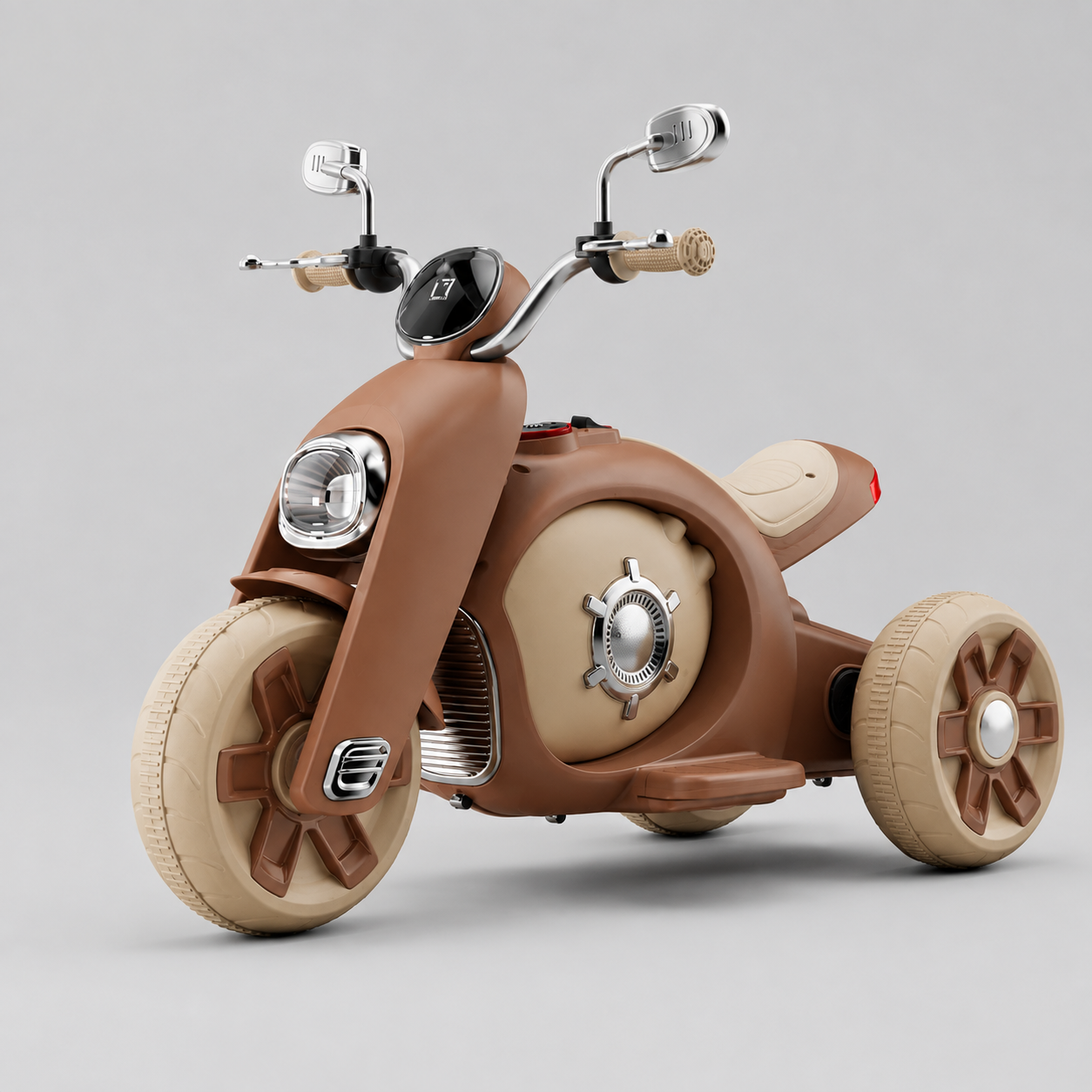 Kids 3-Wheel Electric Ride-On Motorcycle #158 (Brown)