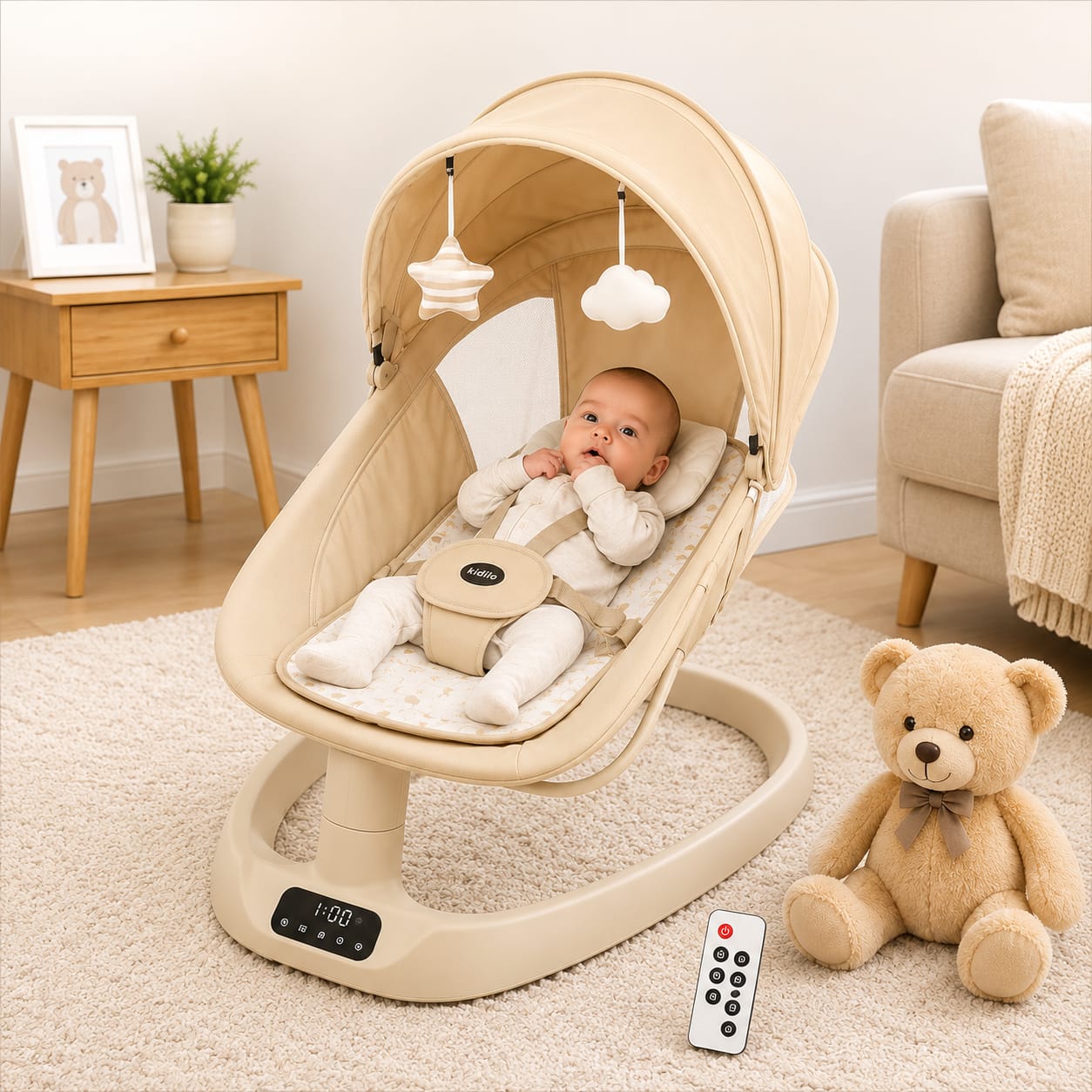 Kidilo 3-in-1 Deluxe Multi-Functional Bassinet – Electric Baby Rocker, Cradle & Bassinet