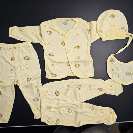 5 Pcs Lucky Star Luxury Baby Dress Set – Imported New Born Baby (Pink Colour) | Bacha Toys