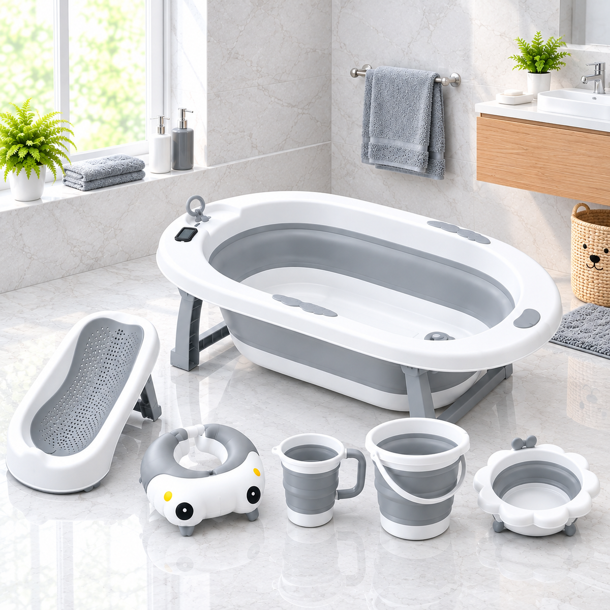6-in-1 Foldable Baby Bath Tub #JYGW