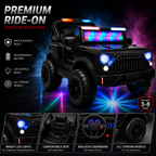 Kids 2-Seater Electric Car – Leather Seat Ride-On Jeep (M-7 BLACK)