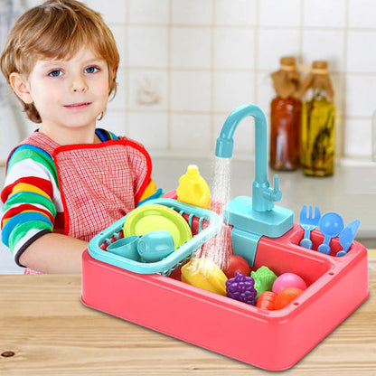 Electric Dishwasher Kitchen Sink Toy Set with Running Water | Bacha Toys