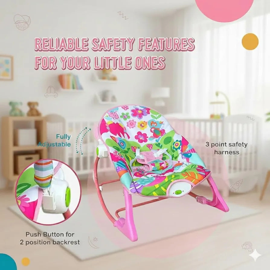 Baby Rocker – Infant to Toddler with Fold-Out Kickstand (0M+, 40 lbs / 18 kg) | Bacha Toys