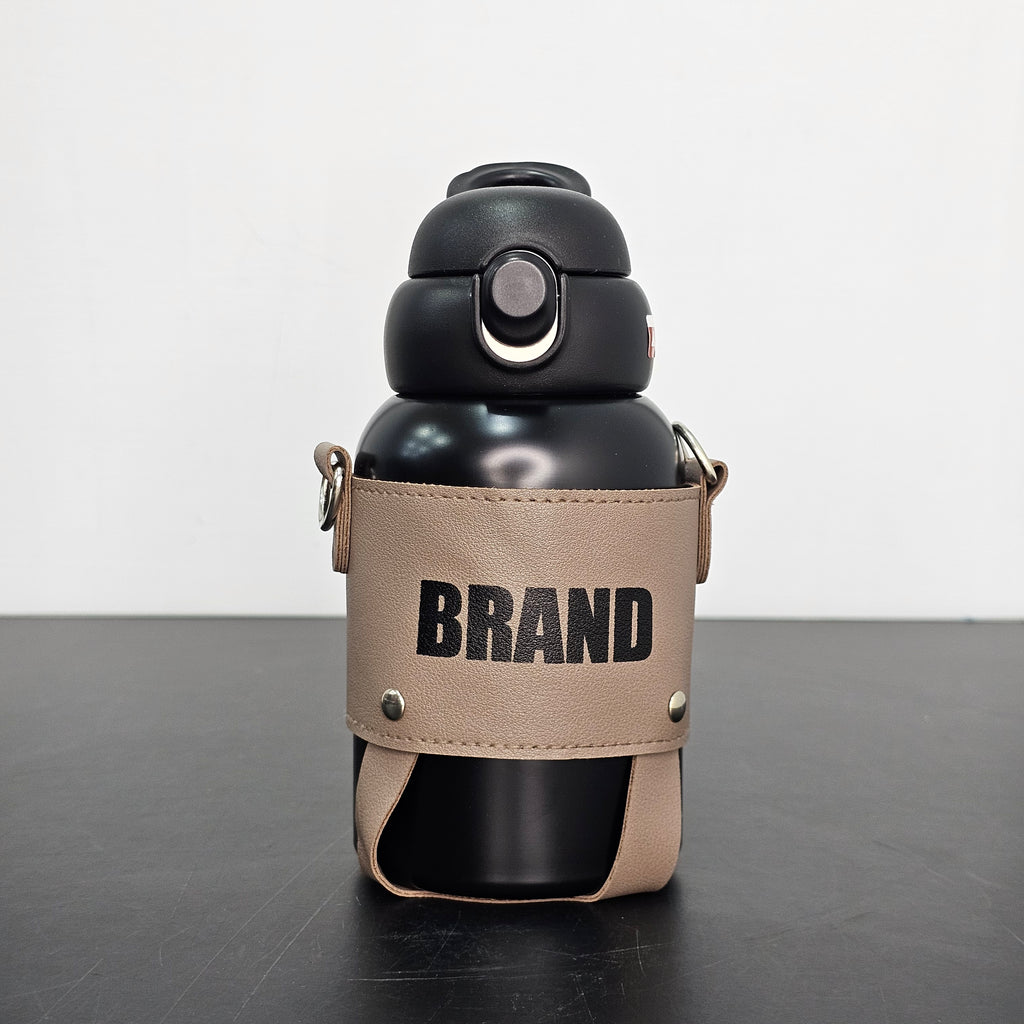 Hot & Cold Water Bottle 600ml – Leather Strap & Cover