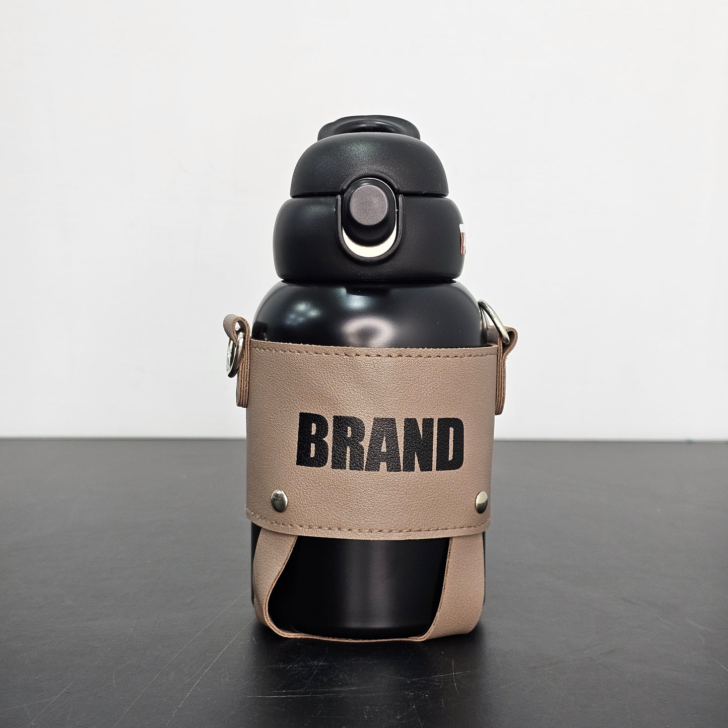 Hot & Cold Water Bottle 600ml – Leather Strap & Cover