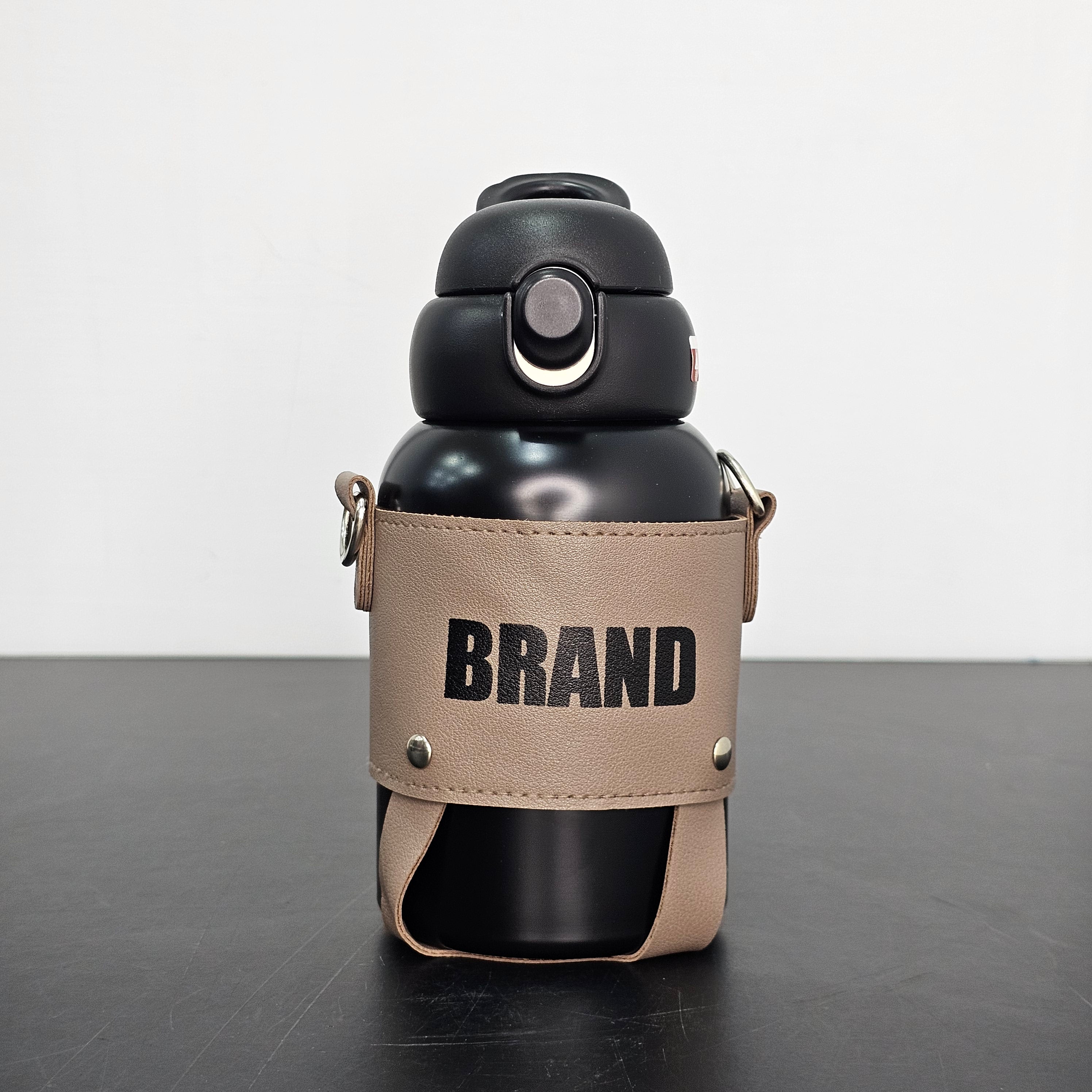 Hot & Cold Water Bottle 600ml – Leather Strap & Cover