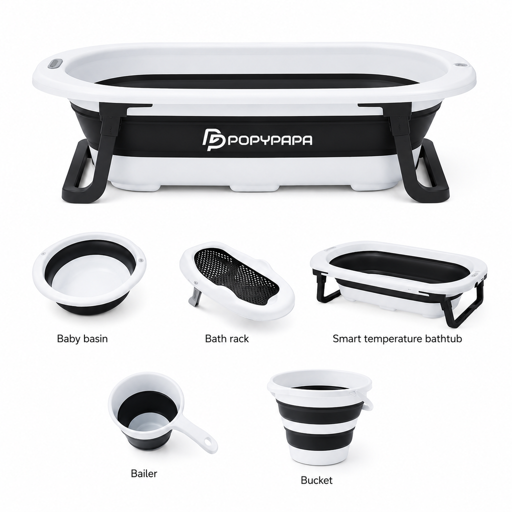 5-in-1 Foldable Baby Bath Set – Smart Temperature Bathtub with Complete Accessories