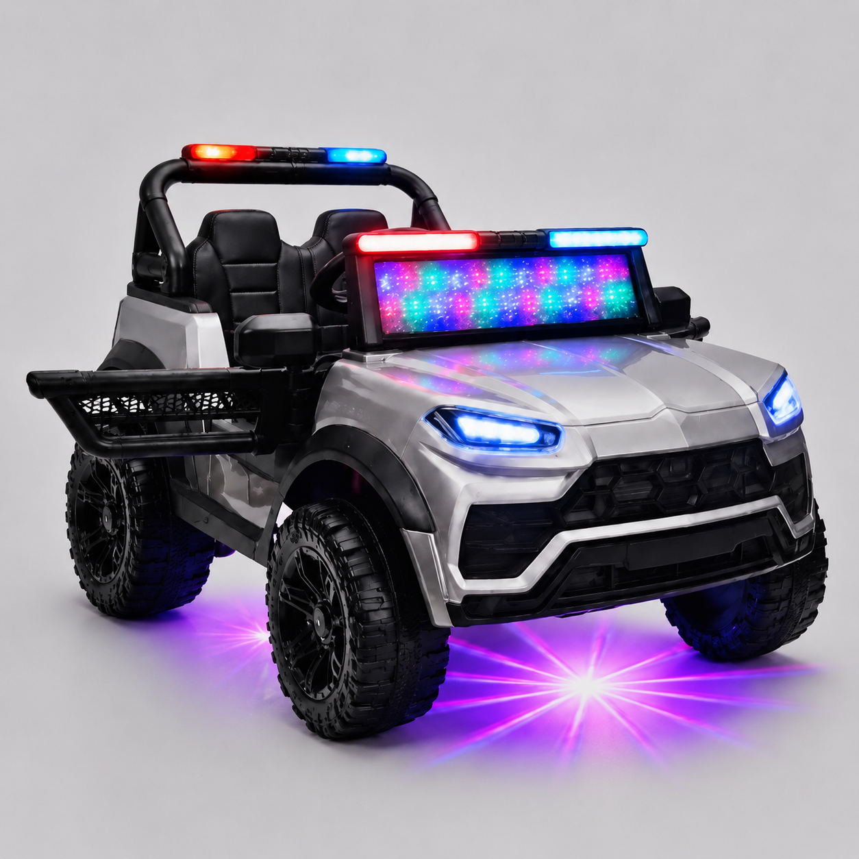 Kids 2-Seater Electric Car – Leather Seat Ride-On Jeep (M-23 GRAY)