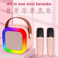 Rechargeable Bluetooth Karaoke Speaker with Dual Wireless Microphones & LED Lights