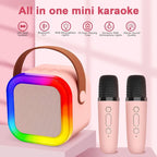 Rechargeable Bluetooth Karaoke Speaker with Dual Wireless Microphones & LED Lights