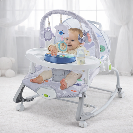 12-in-1 Baby Rocker – 0M+ with Music, Vibration & Dining Tray | Bacha Toys