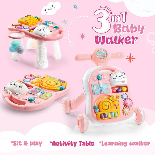 3-in-1 Baby Activity Walker with Music & Lights | Bacha Toys
