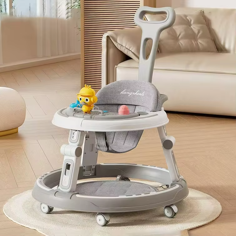 Baby Walker with Music & Lights – 360° Swivel Wheels, 3-Level Height Adjustment & Push Handle #628 (GREY)
