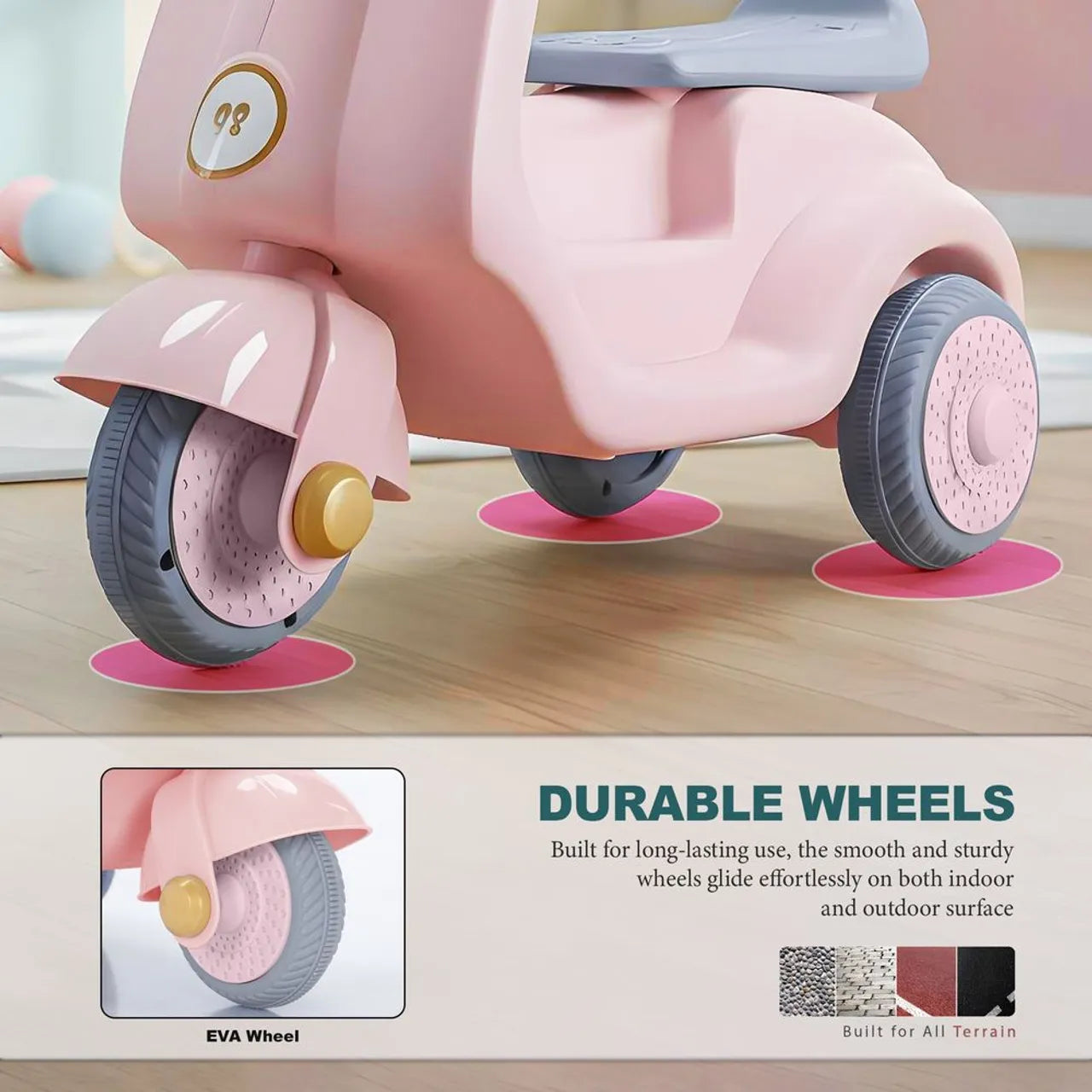 Kids Scooter Bike – Manual Ride-On with Lights & Music