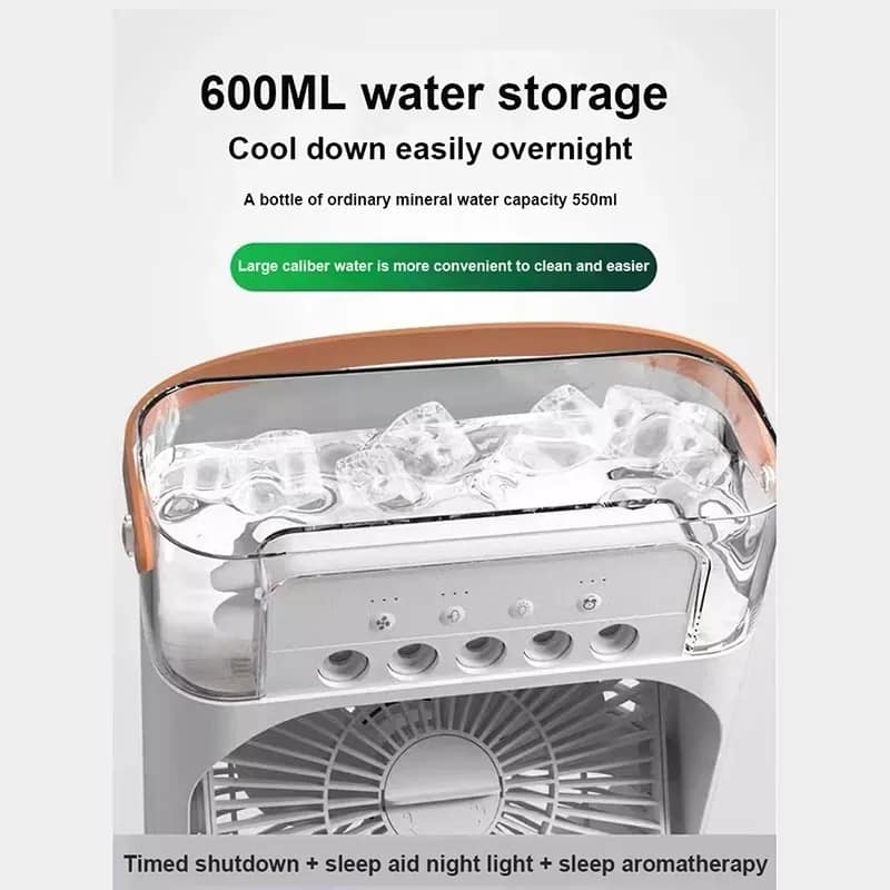 Mini Air Cooler Fan – 7 Color LED Humidifier (USB Type-C, 3 Speed)