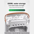 Mini Air Cooler Fan – 7 Color LED Humidifier (USB Type-C, 3 Speed)
