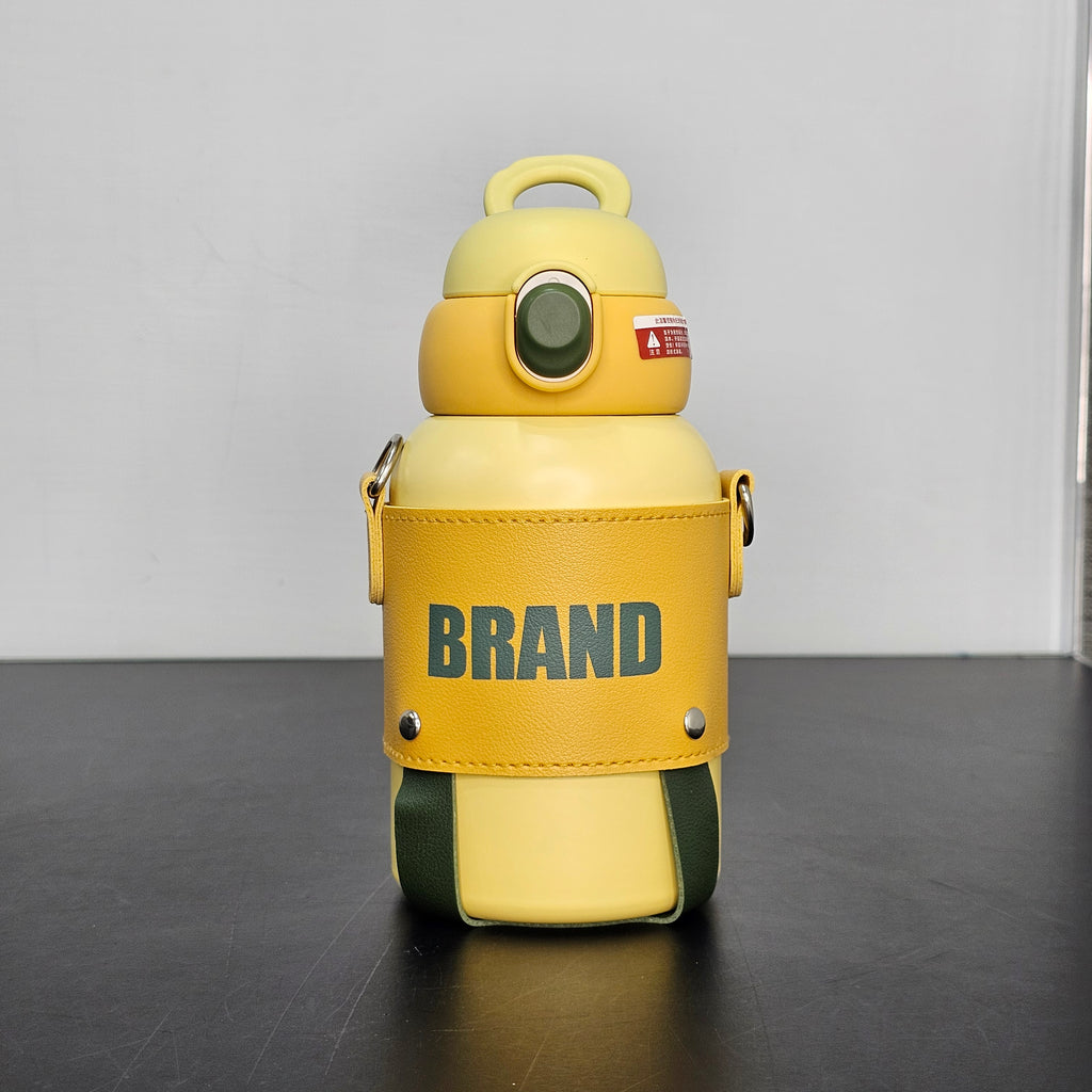 Hot & Cold Water Bottle 600ml – Leather Strap & Cover