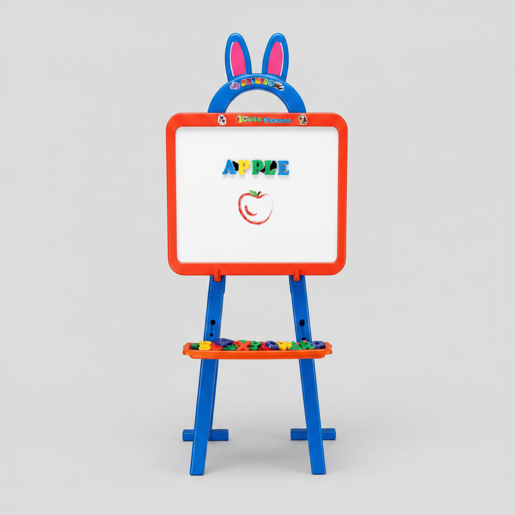 3-in-1 Kids Magnetic Writing Board – White Board, Black Board & Learning Easel