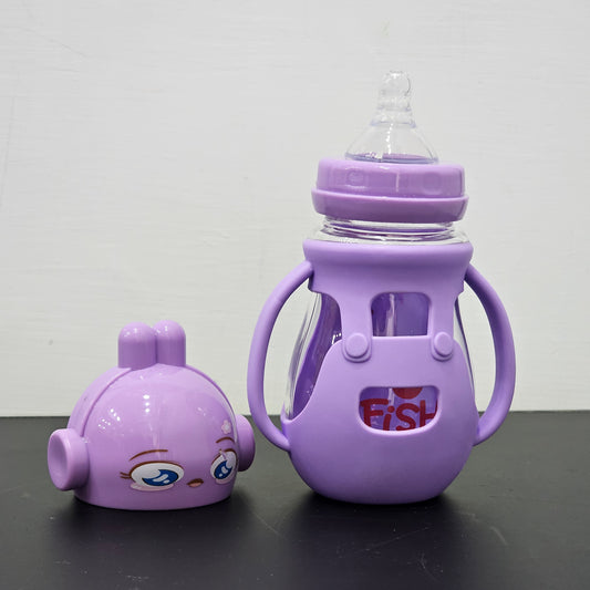 Baby Glass Feeder Purple 250ml – Safe, Stylish & Durable | Bacha Toys