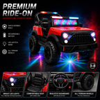Kids 2-Seater Electric Car – Leather Seat Ride-On Jeep (M-7 RED)