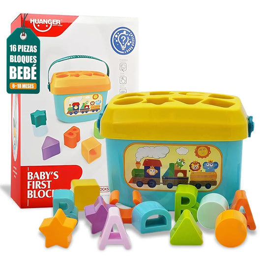 Baby’s First Blocks – 16-Piece Educational Building Set | Bacha Toys