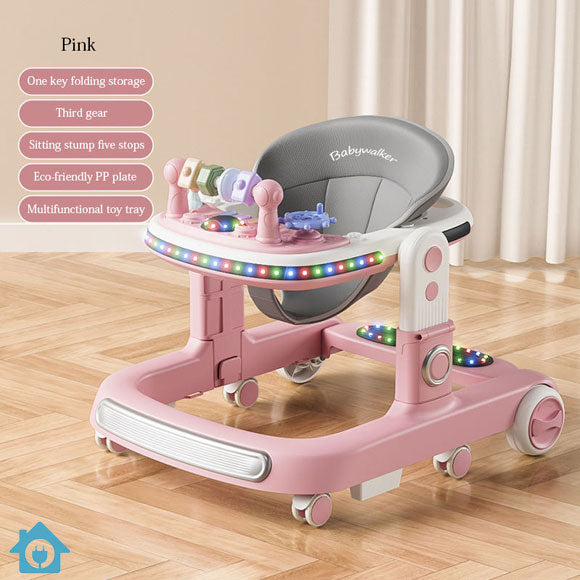 Baby Walker with Music & Lights – 360° Swivel Wheels, 3-Level Height Adjustment & Padded Seat #566 (PINK)