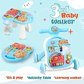3-in-1 Baby Activity Walker with Music & Lights | Bacha Toys