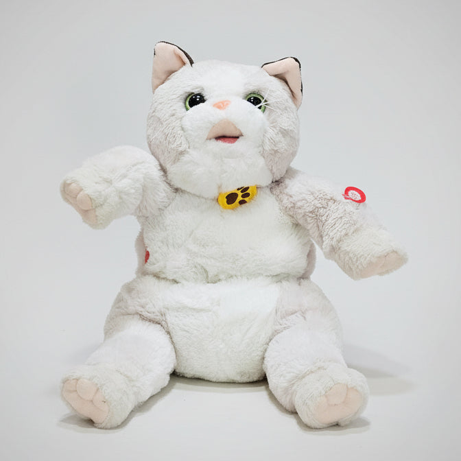 Learn to Speak Plush Cat with Shoulder Bag – White Colour | Bacha Toys