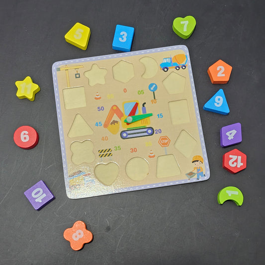 Wooden Clock with Blocks – Educational Learning Toy for Kids | Bacha Toys