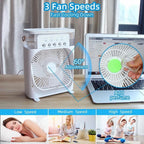 Mini Air Cooler Fan – 7 Color LED Humidifier (USB Type-C, 3 Speed)