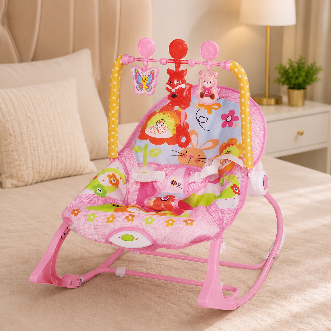 Infant-to-Toddler Baby Rocker with Music & Vibrations – 2-in-1 Baby Bouncer Seat